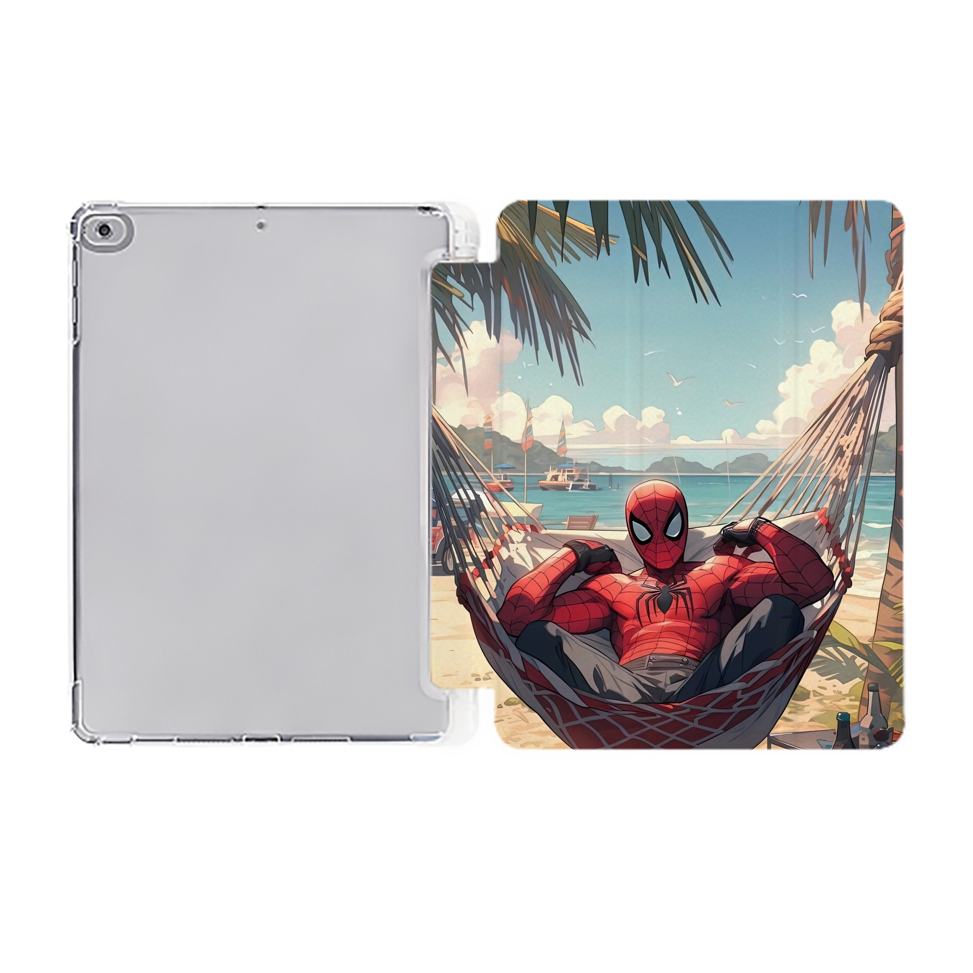 （画像用） Spider Man スパイダーマン IPad ケース ペン収納付き 三つ折りスタンド PUレザー×シリコン 対応機種9.5/10.5/10.9インチ